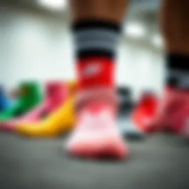 Collection of Nike half socks in various colors and patterns