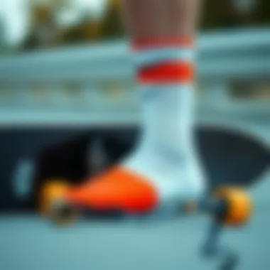 Nike half socks displayed with skateboarding gear