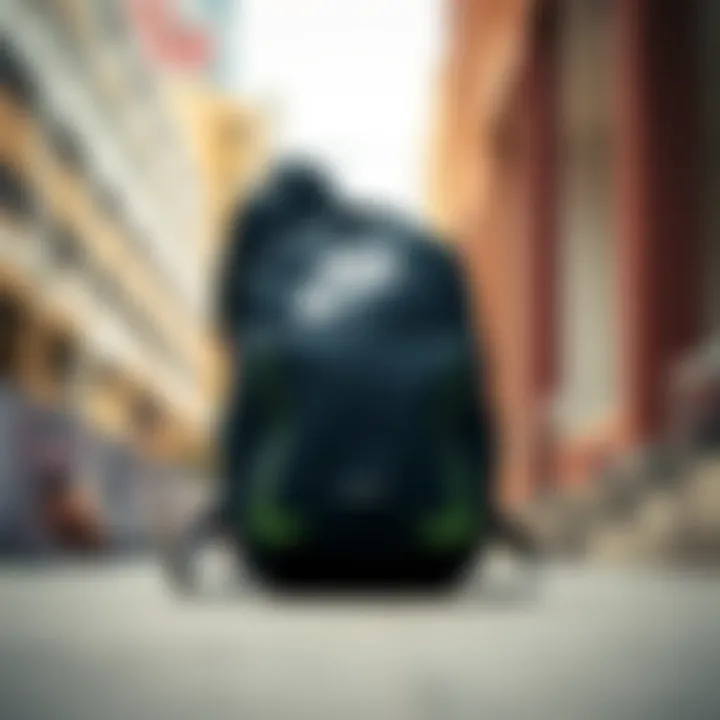 Nike SB RPM Skate Backpack displayed in an urban skateboarding environment