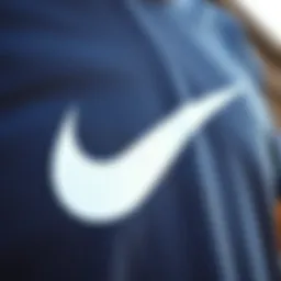 Close-up of the Nike Swoosh logo on the T-shirt fabric