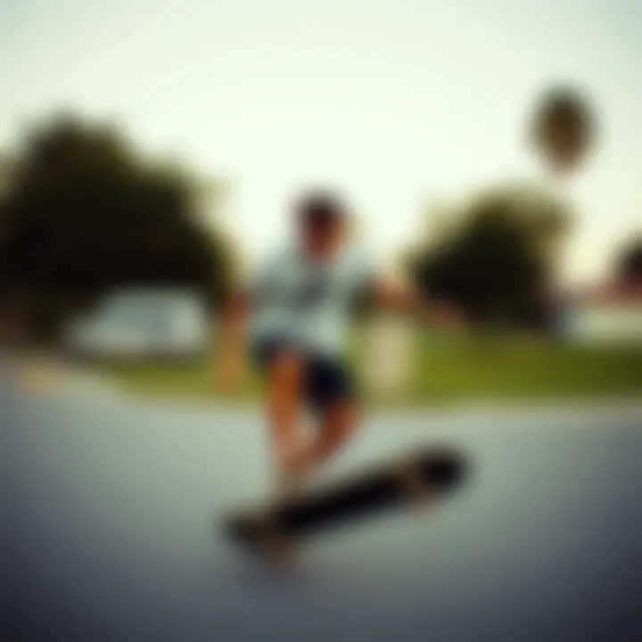 A skateboarder wearing the Nike Swoosh T-shirt in action