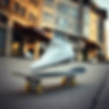 Skateboarder wearing Nike Summit White in an urban setting