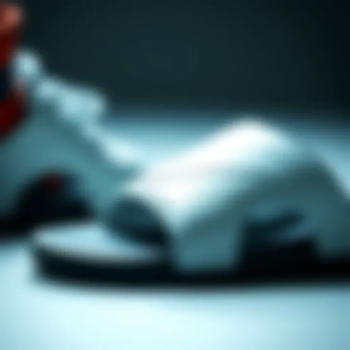 Close-up of the innovative materials used in Nike Victori One sandals.