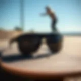 Stylish Oakley Gascan polarized sunglasses in matte black on a skateboard