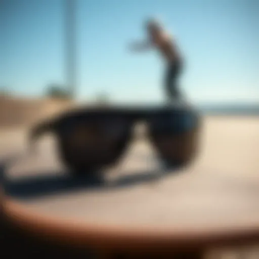 Stylish Oakley Gascan polarized sunglasses in matte black on a skateboard