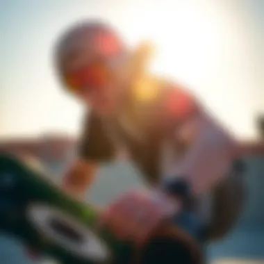 Skateboarder wearing Oakley Targetline goggles during a trick