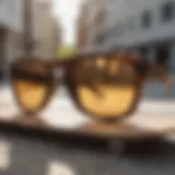 Stylish Oakley Tortoise Sunglasses on a skateboard