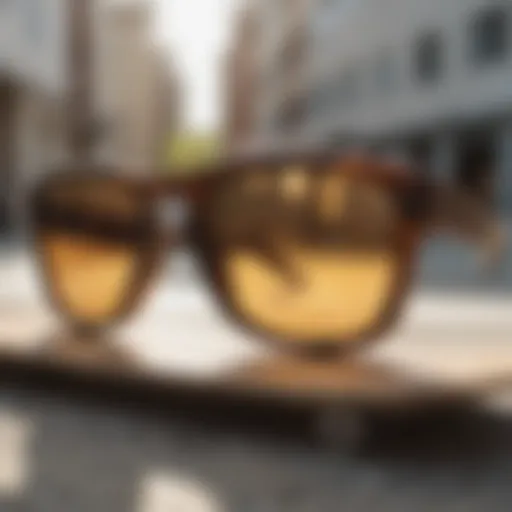 Stylish Oakley Tortoise Sunglasses on a skateboard