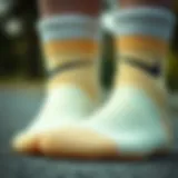 Close-up of pastel colored Nike socks showcasing texture and design