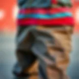 Durable Skateboarding Pants A close-up of popular pants suited for skateboarding, emphasizing materials and durability.