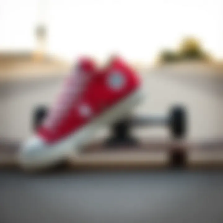 Converse One Star Synergy with Skateboarding Converse One Star shoes laid on a skateboard, emphasizing their synergy