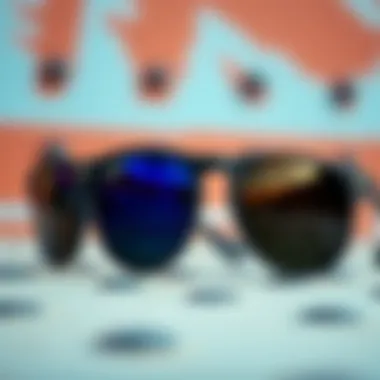 Close-up of Ray-Ban matte sunglasses showcasing lens options