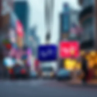 Ray-Ban lanyard against a vibrant urban backdrop