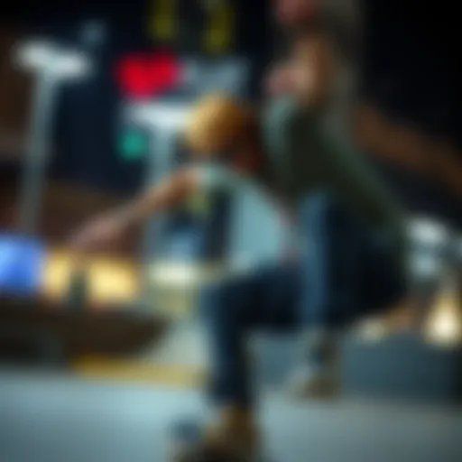 A skateboarder wearing Ray-Ban lanyards while performing tricks