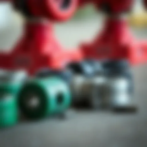 Diverse Materials of Skateboard Truck Bushings Close-up view of skateboard truck bushings showcasing materials and design