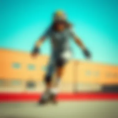 Dynamic Roller Skater Maneuvering A dynamic shot of a skater maneuvering on roller skates