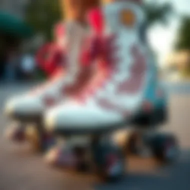 Artistry in Roller Skate Design Close-up of roller skates with intricate designs