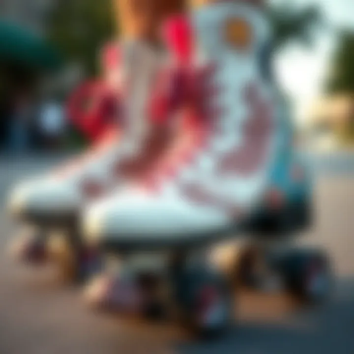 Artistry in Roller Skate Design Close-up of roller skates with intricate designs