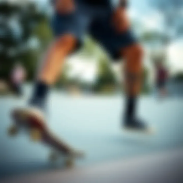 Durability test of Russell shorts in an outdoor skate park