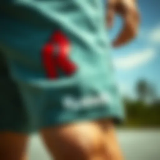 Close-up view of Russell clothing shorts showcasing fabric texture