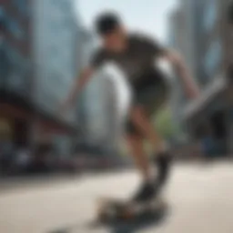 Dynamic urban skateboarding scene showcasing sickies shorts in action