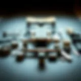 Detailed view of skateboard components spread out