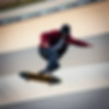 Skateboarder in Action with Dickies Jacket A skateboarder wearing a Dickies jacket while performing a trick