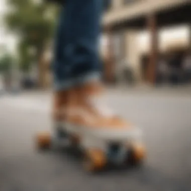 A skateboarder enjoying a ride in stylish Vans shoes