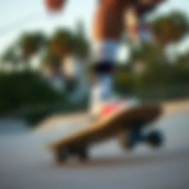 Skateboarder wearing Nike half socks during a trick