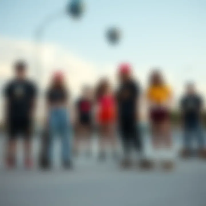 Group of skateboarders showcasing various styles of Charlie Brown crop tops.