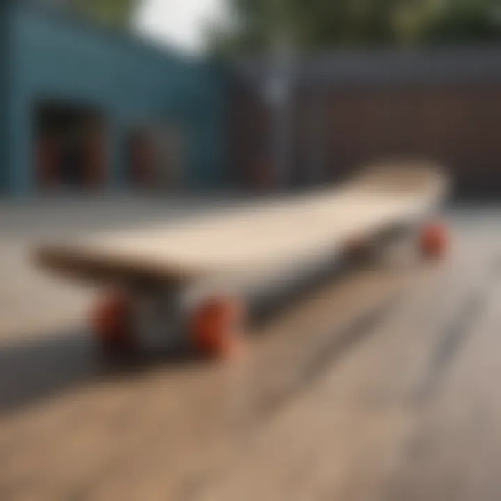 Close-up of skateboard deck dimensions tailored for heavier skaters.