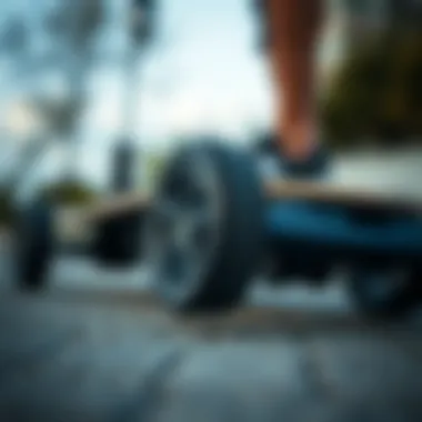 Performance Features of Skatebolt Breeze 2 Close-up of Skatebolt Breeze 2's wheels and deck highlighting its performance features