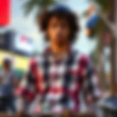 Stylish skater wearing a classic 90s button-up shirt