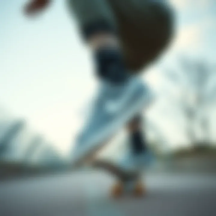 Skater performing tricks while wearing Nike Blazer Low