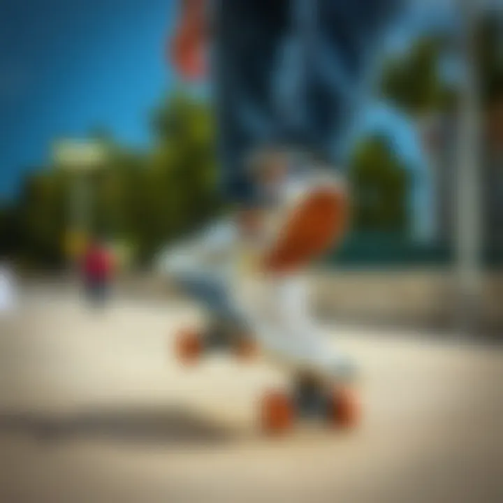 Skate Performance in Slip-On Vans Skater performing trick in colorful slip-on Vans