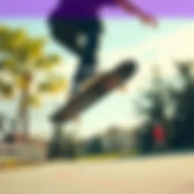 Skater executing a kickflip with Grizzly Grip Tape Skater performing a trick showcasing grip tape