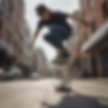 Skater performing tricks while wearing steel toe footwear