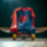A vibrant Spidey t-shirt displayed on a skateboard deck