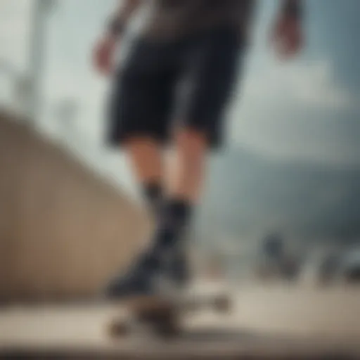 Dynamic view of Stance crew socks in action while skateboarding