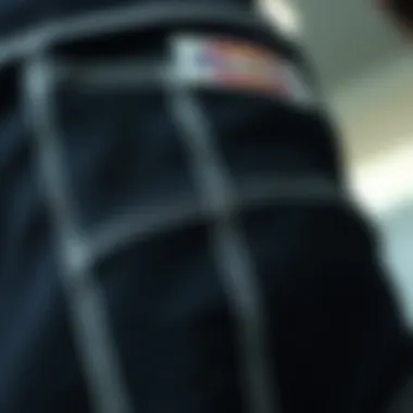 Detailing of White Stitching on Black Dickies Close-up of the stitching details on black Dickies, highlighting craftsmanship