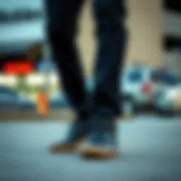 Classic black Dickies with white stitching showcased in an urban setting