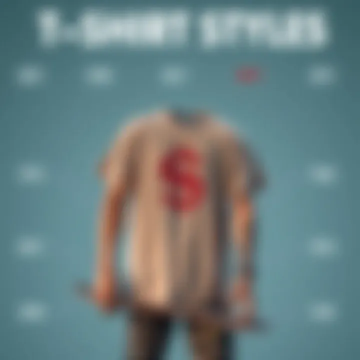 An infographic illustrating the evolution of t-shirt styles over the decades within skateboarding.