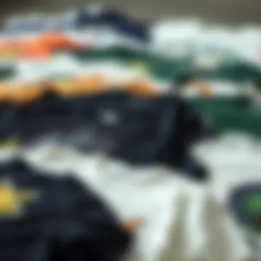 A collection of eco-friendly t-shirts displayed neatly, emphasizing sustainability in fashion.