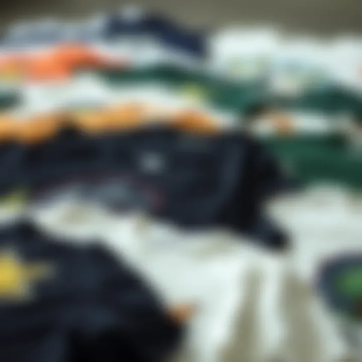 A collection of eco-friendly t-shirts displayed neatly, emphasizing sustainability in fashion.