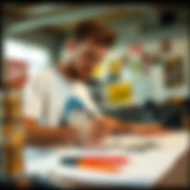 An artist sketching a t-shirt design inspired by skate culture