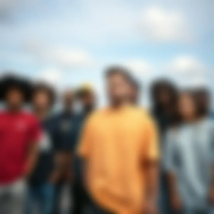 Diverse Styles in Oversized Fashion Group of diverse individuals wearing oversized t-shirts