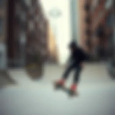 A skater wearing a black hood sweater performing a trick in an urban skate park.