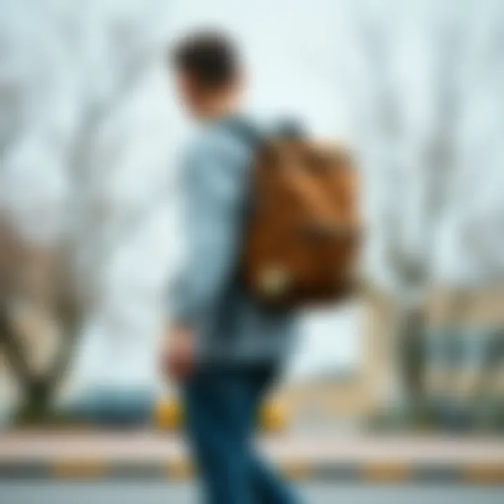 Functional Use of the Backpack by Skateboarder Skateboarder showcasing the functional use of the backpack