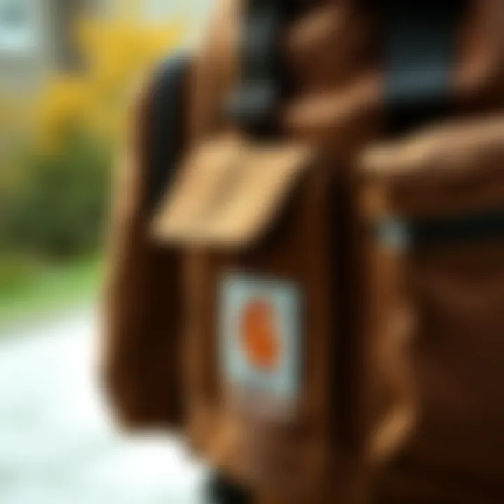 Detailing the Durable Materials of the Backpack Close-up of durable materials used in the Carhartt backpack