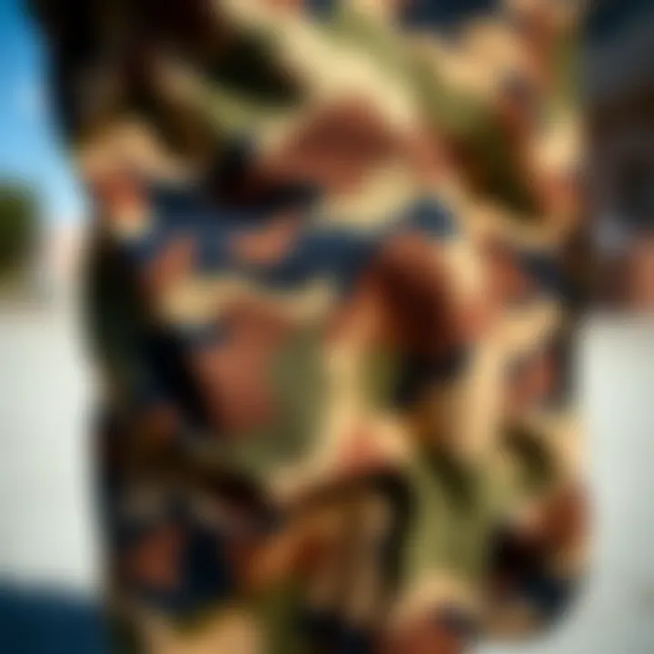 Durable Fabric Textures of Camo Pants A close-up of fabric textures highlighting the durability of camo pants.